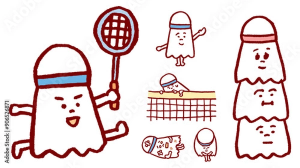 Obraz かわいいフォルムのバドミントンのシャトルのキャラ素材