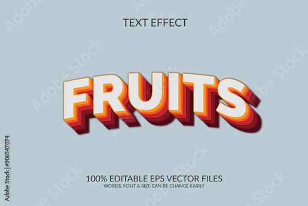Obraz Fruits 3d vector eps fully editable text effect illustration.