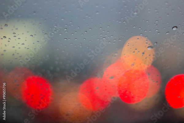 Obraz Red bokeh with water drop
