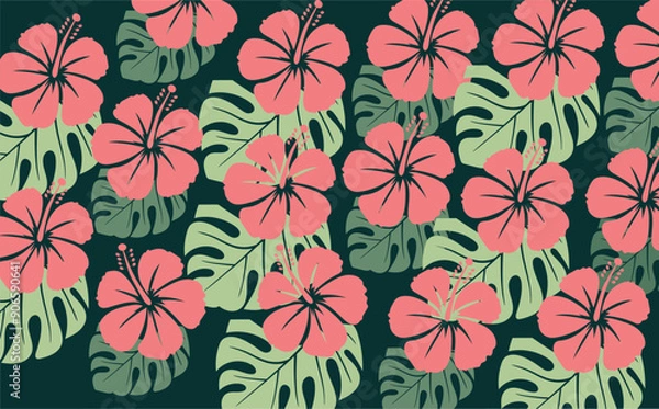 Obraz seamless pattern with flowers Hawaii background seamless