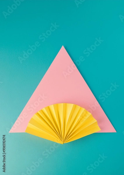 Obraz Paper Fan on a colourful background 