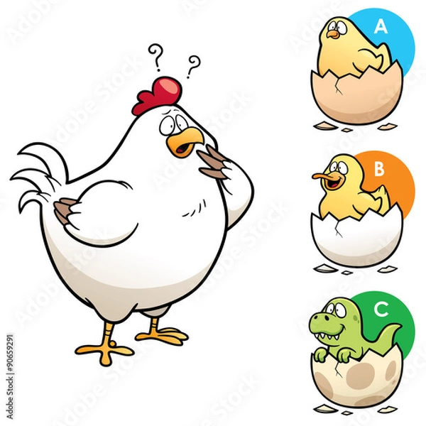 Fototapeta Vector Illustration of Education game make the right choice Hen to chick