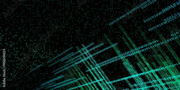 Obraz Abstract binary background. 3D render illustration.