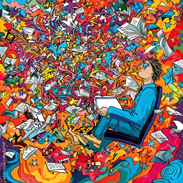 Fototapeta Inside the mind of a procrastinator - abstract art.