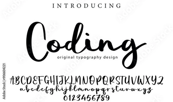 Fototapeta Coding Font Stylish brush painted an uppercase vector letters, alphabet, typeface