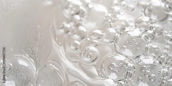 Fototapeta Close-up of transparent cosmetic gel with bubbles.