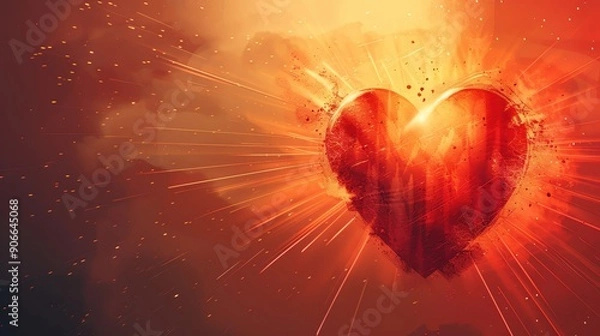 Obraz An illustration of a heart radiating light, representing love and happiness attracting success