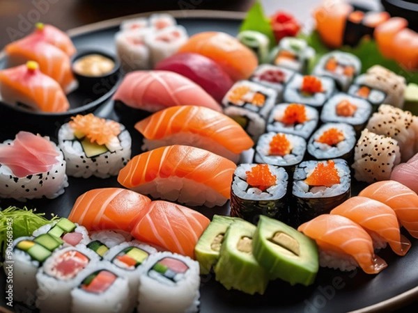 Fototapeta AI generated Assorted Sushi Platter