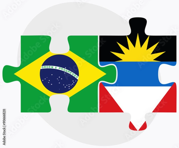 Fototapeta Brazil and Antigua and Barbuda Flags