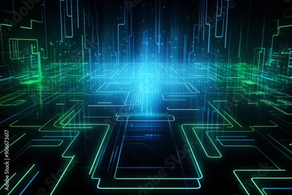 Obraz Abstract technology of chip circuit digital line electronic network data innovation concept background.