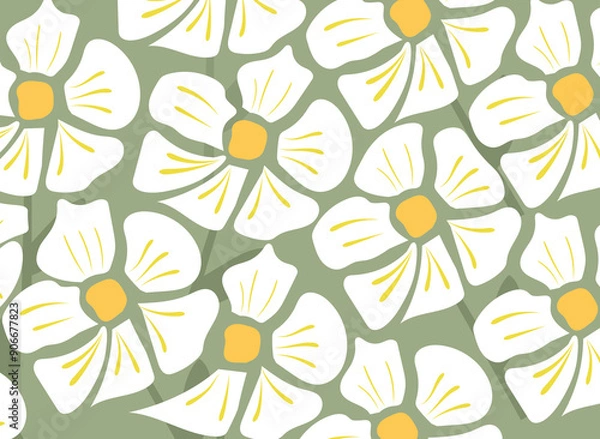 Obraz seamless floral pattern with green background 