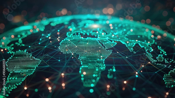 Fototapeta Cutting-Edge AI and Robotics: Shaping the Future of Global Technology. World Technology. Economy Growth. Networking Bussiness Communication 