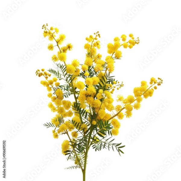 Fototapeta A vibrant bouquet of mimosa flowers in bright yellow, perfect for adding a touch of nature's beauty to any design or decor.