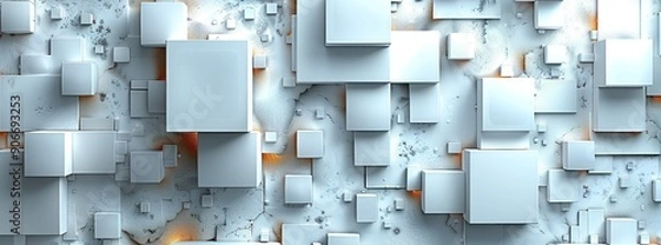 Fototapeta Abstract Geometric Composition with White Cubes
