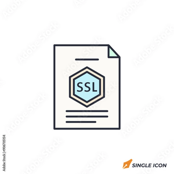 Fototapeta SSL certificate icon vector illustration. SSL certificate symbol isolated on white background