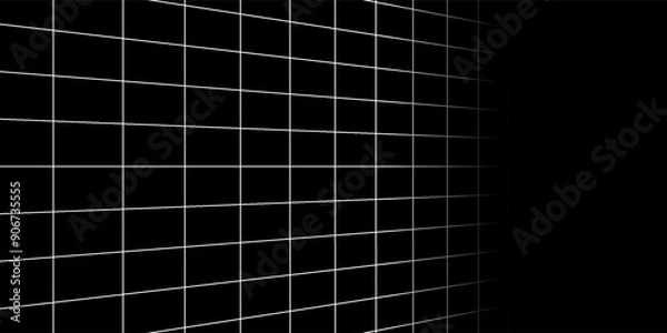 Obraz Technology wireframe landscape. Vector perspective grid. Digital space. Mesh on a white background.