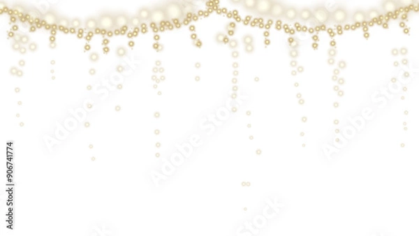 Fototapeta Golden side on a light background.A luminous garland of lights, an LED neon lamp. Background with a spiral .A banner with sequins and garlands.Gold and silver garland with glowing lights.