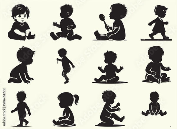 Obraz Toddler Silhouette Vector Illustration