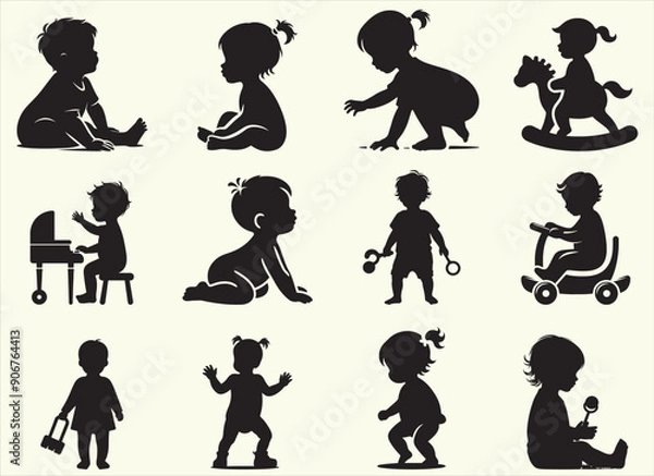Obraz Toddler Silhouette Vector Illustration