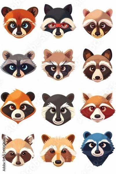 Obraz A collection of colorful animals with large eyes, perfect for illustrations or design projects
