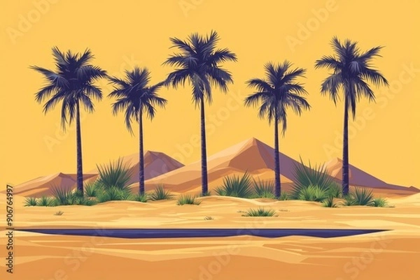 Fototapeta Palm Trees Oasis in the Desert
