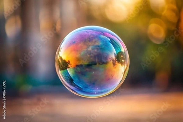 Fototapeta Single soap bubble in motion