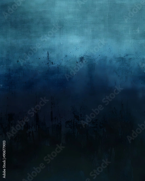 Fototapeta A blue and black painting with a blue background and a black foreground