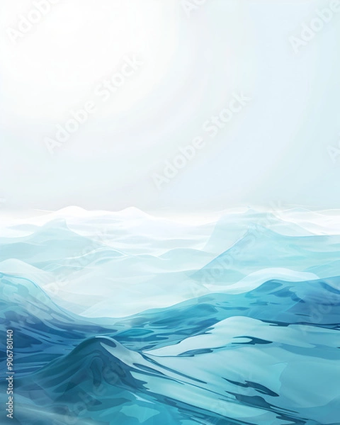 Fototapeta A blue ocean with mountains in the background