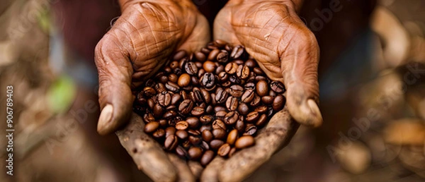 Fototapeta Fair trade coffee initiatives promote ethical sourcing and sustainable practices, empowering farmers who cultivate coffee beans with responsible trade and fair wages
