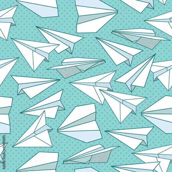 Fototapeta Vector seamless pattern with paper planes. Creative texture design