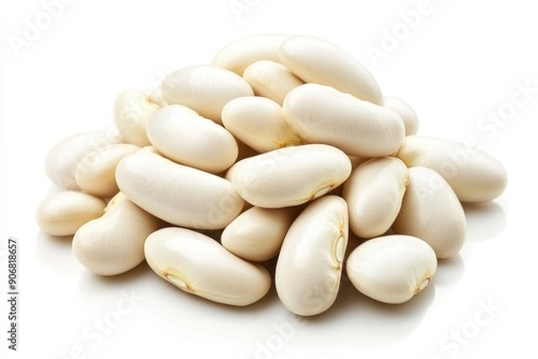 Fototapeta white Kidney beans, isolated on white background, full depth of field, ai