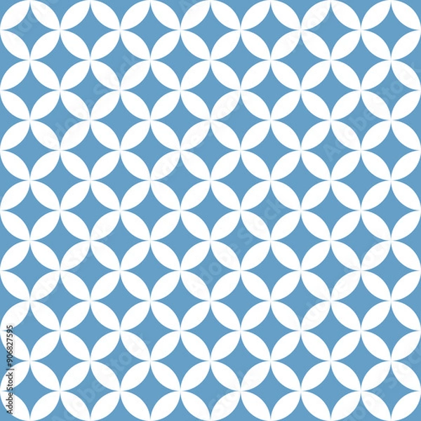 Fototapeta Seamless blue pattern with stars in circles