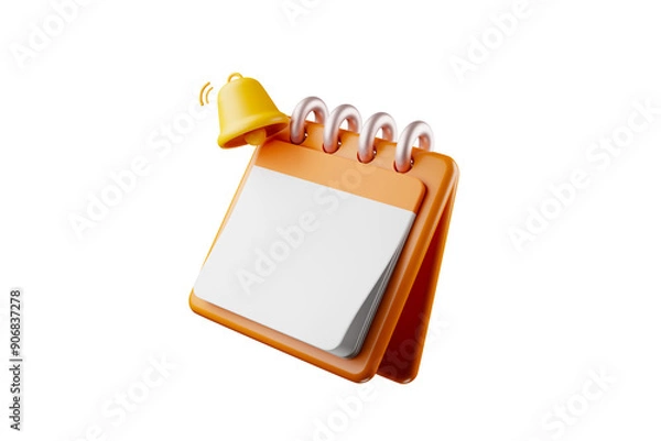 Fototapeta 3D calendar icons mark the date and time for event meeting reminders. Calendar with 3D clock for appointments, due dates, vacation planning. 3d alarm clock illustration