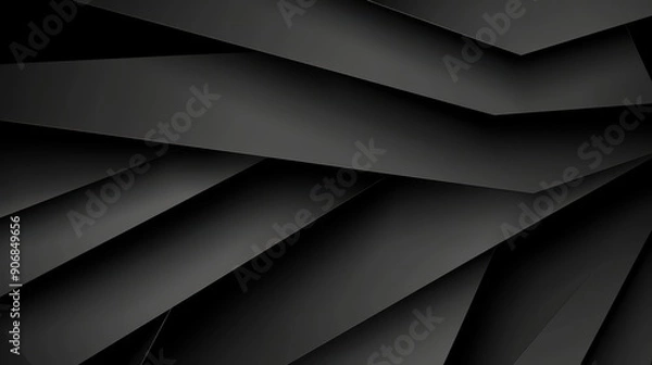 Fototapeta Sleek black overlapping layers creating a modern and minimalist abstract background.