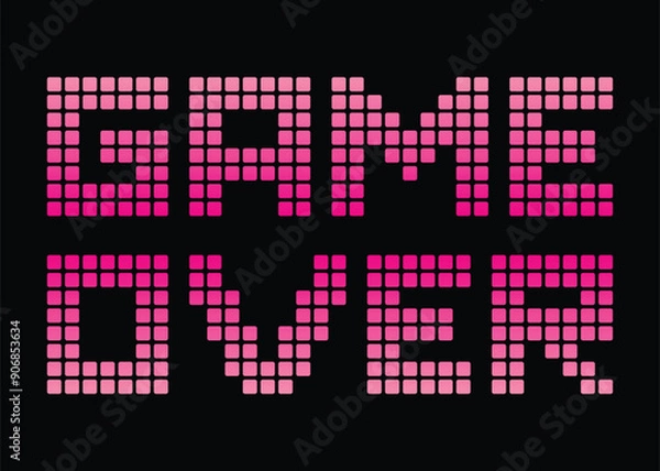 Fototapeta Bitmap Game Over text written on a pixelated blue and black background