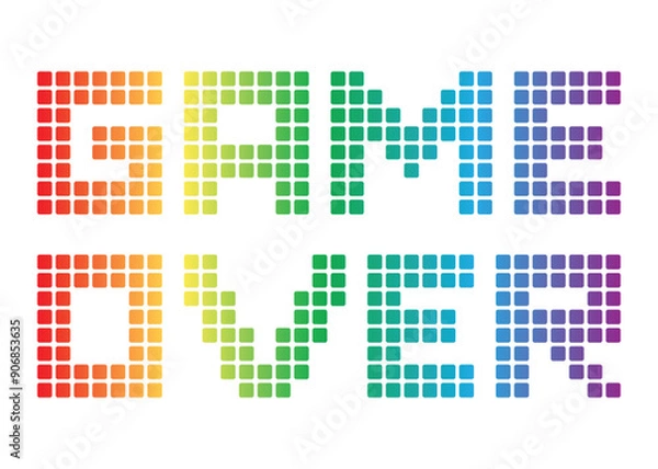 Fototapeta Bitmap Game Over text written on a pixelated blue and black background