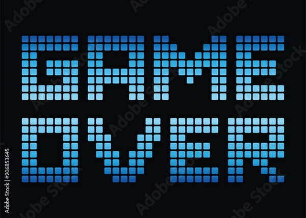 Fototapeta Bitmap Game Over text written on a pixelated blue and black background