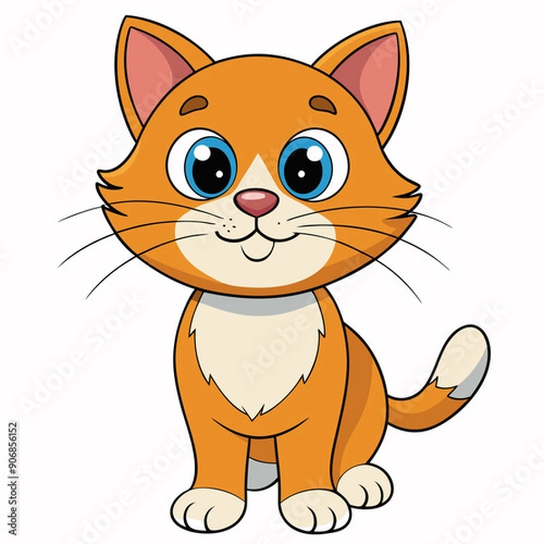 Fototapeta Black cat, cat vector illustration, animal vector art, cat silhouette, pet vector icon, eps, cartoon cat