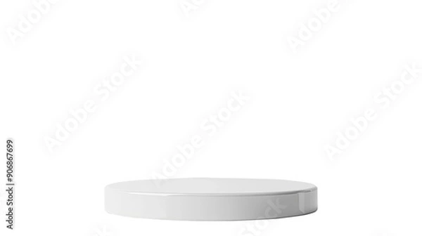 Fototapeta Minimalistic white product podium stage isolated on transparent background, for product display, presentation and branding. PNG, cutout. 