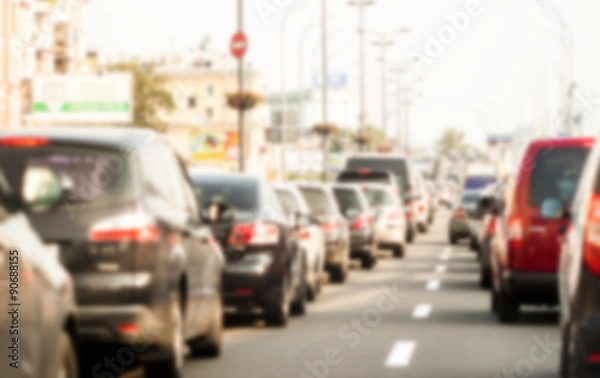Obraz blurred traffic jam