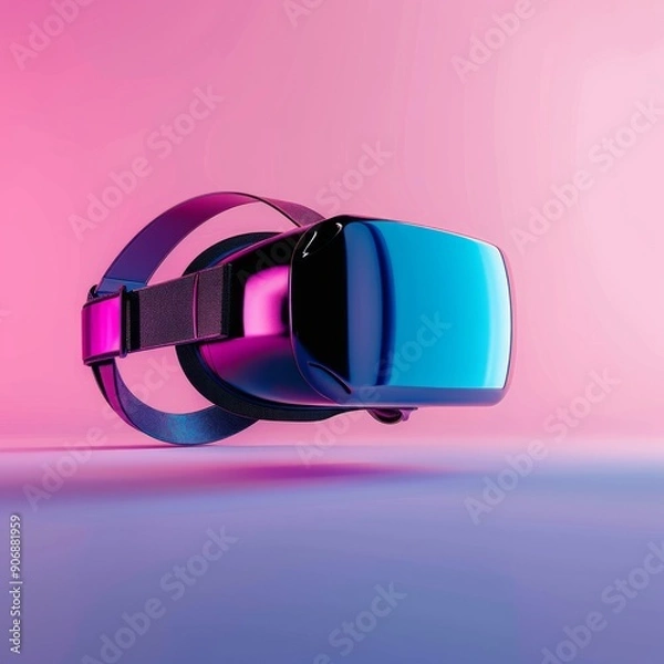 Fototapeta Medium shot of the VR headset, isolated on a white background, bright and vivid tonality 