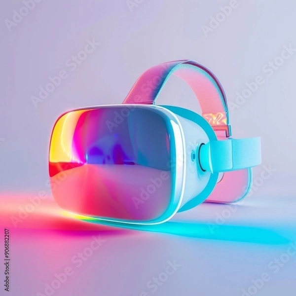 Fototapeta Medium shot of the VR headset, isolated on a white background, bright and vivid tonality 