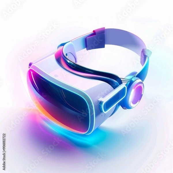 Fototapeta Medium shot of the VR headset, isolated on a white background, bright and vivid tonality 