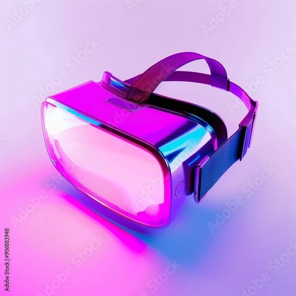 Fototapeta Medium shot of the VR headset, isolated on a white background, bright and vivid tonality 