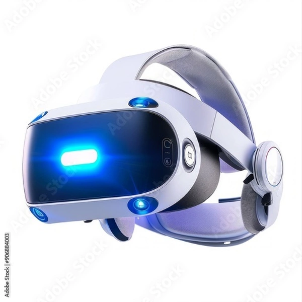 Fototapeta Medium shot of the VR headset, isolated on a white background, bright and vivid tonality 