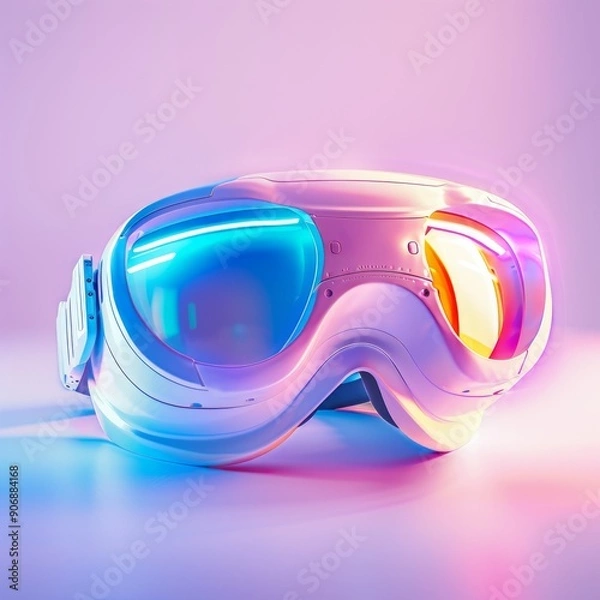 Fototapeta Medium shot of the VR headset, isolated on a white background, bright and vivid tonality 