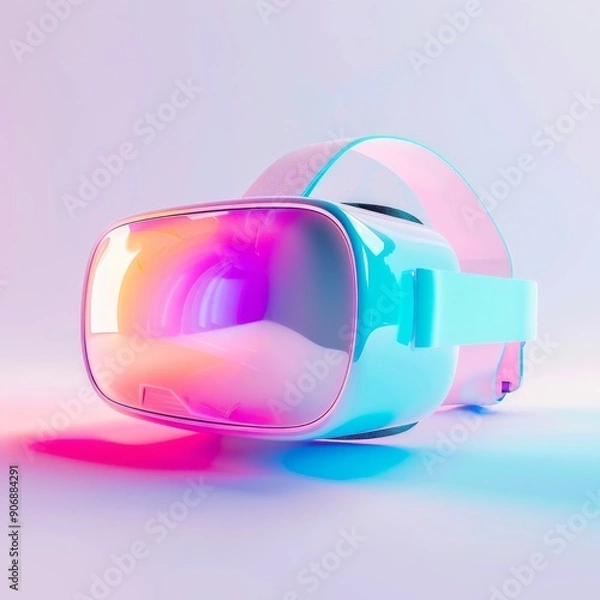 Fototapeta Medium shot of the VR headset, isolated on a white background, bright and vivid tonality 
