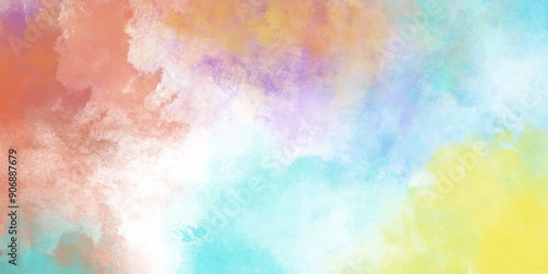 Fototapeta Concrete wall white multicolor marble texture abstract background. colorful abstract marble texture background with curved grunge texture with scratches light yellow blue watercolor splash grunge.