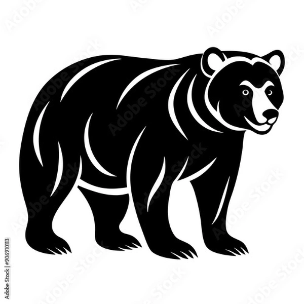 Obraz Grizzly Bear Vector Illustration - Cartoon, Clipart, and Line Art Design