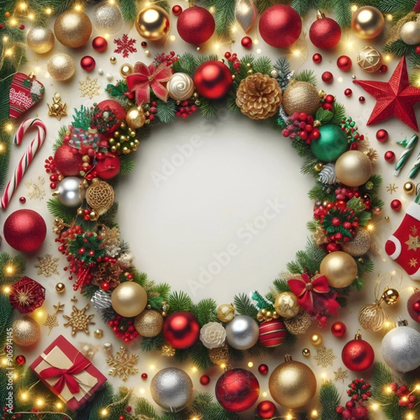 Fototapeta New Year and Christmas Decoration Graphic with Space for Your Message